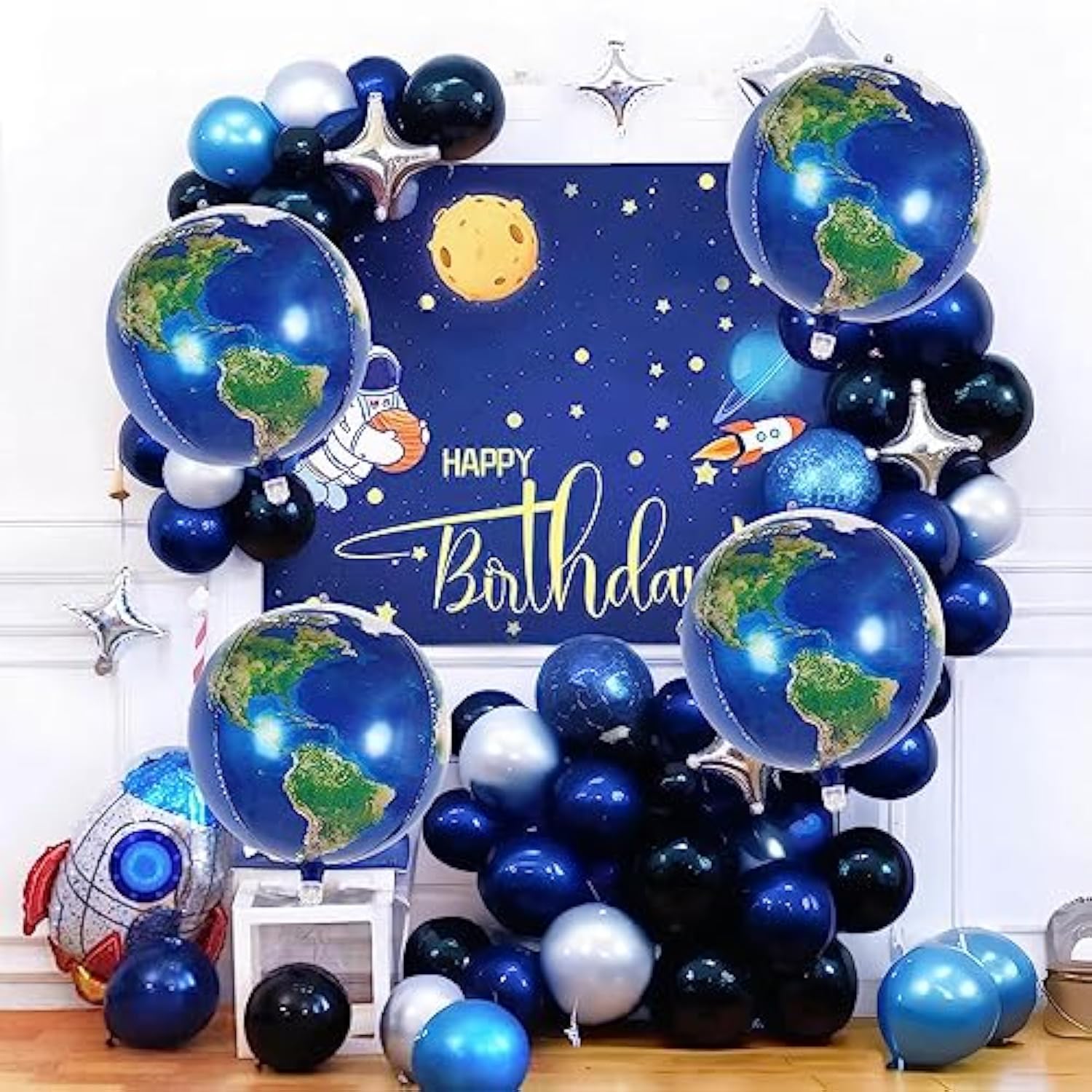 22 Inch Globe Earth Balloons, Large World Map Foil Balloons, 6 Pcs Planet Round Sphere Balloons For Earth Day Travel Adventure Birthday Party Decorations Supplies