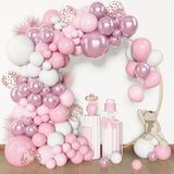 Pink and White Balloon Arch Kit 153pcs Pastel, Confetti & Metallic for Parties and Showers