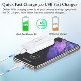 Slim Flat USB Wall Charger, Costyle 2 Pack 18W GaN Tech Fast Charge 3.0 Port Fast Charging Block with Foldable Plug Compatible for Samsung Galaxy S10 S9, iPhone 11 Xs XR X, Wireless Charger (White)