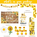 Sunflower Baby Shower Decorations, Baby Shower Decorations, Sunflower Themed Balloon It’S A Girl Backdrop Welcome Baby Glitter Banner Box Cutouts Cake Topper Daisy Sunflower Gold Yellow