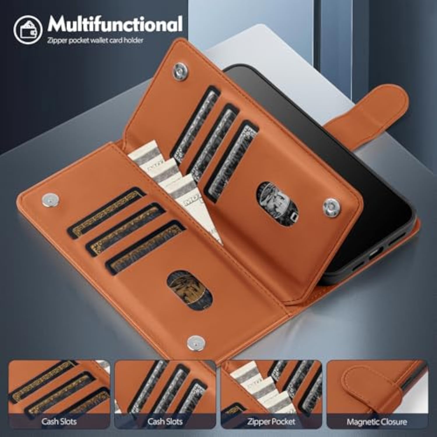 Compatible With Iphone 16 Plus Wallet Case With Card Holder,Women Men Rfid Blocking Pu Leather Folio Flip Tpu Protective Cover Credit Card Slots,Phone Case For Apple 16 Plus,Light Brown