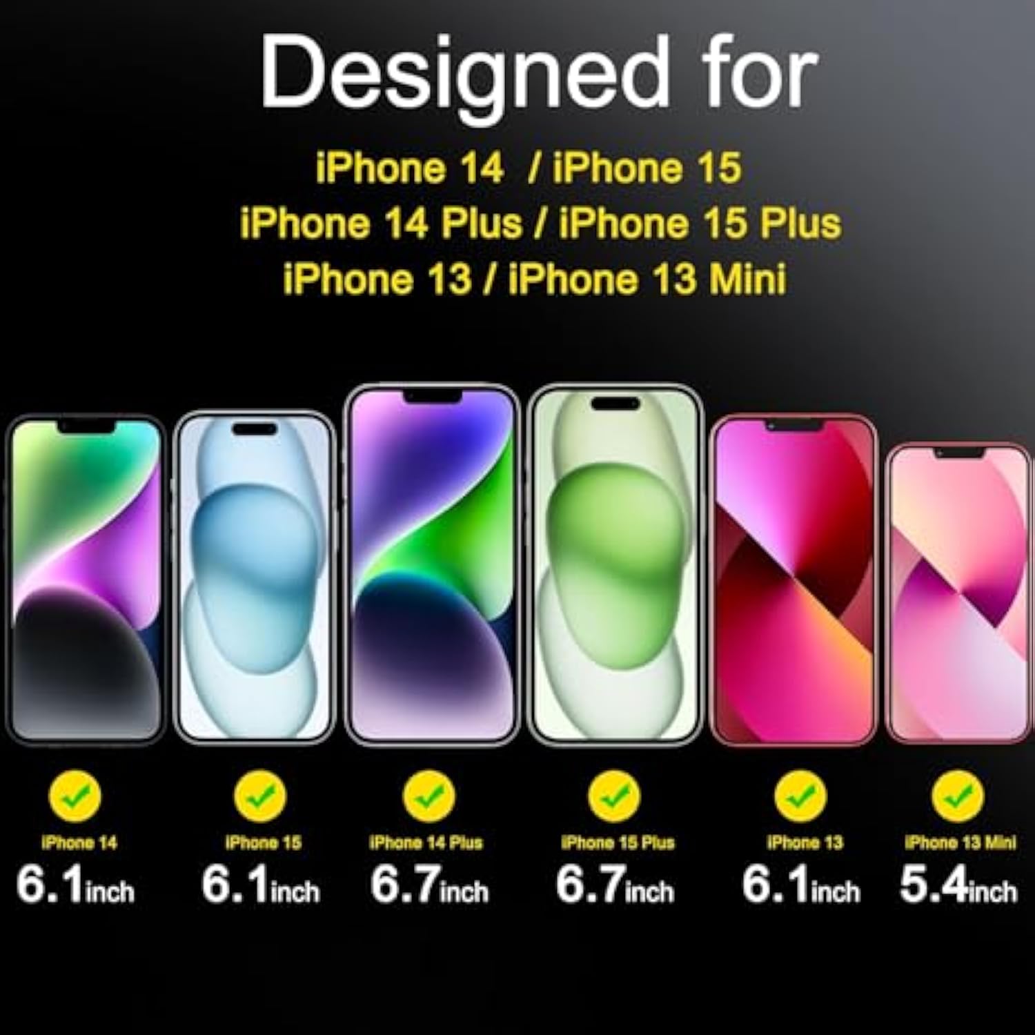 6-Pack iPhone 13-15 Camera Lens Protector 9H Case Friendly