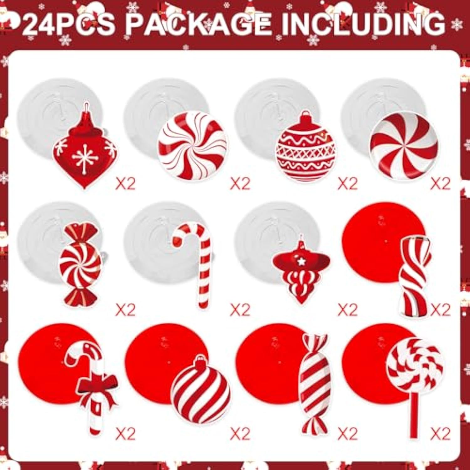 24 Pcs Christmas Candy Cane Hanging Swirl Decorations - Red And White Lollipop Peppermint Ceiling Hanging Swirls Streamers Ornaments For Candy Land Home Winter Holiday Xmas Christmas Party Decor