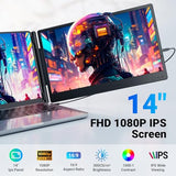 Laptop Screen Extender, 14" Triple Portable Monitor For Laptop, 1080P Fhd Ips Screen Extender Monitors For 13"-17", Travel Monitor For Mac/Windows/Chrome, Built-In Speakers