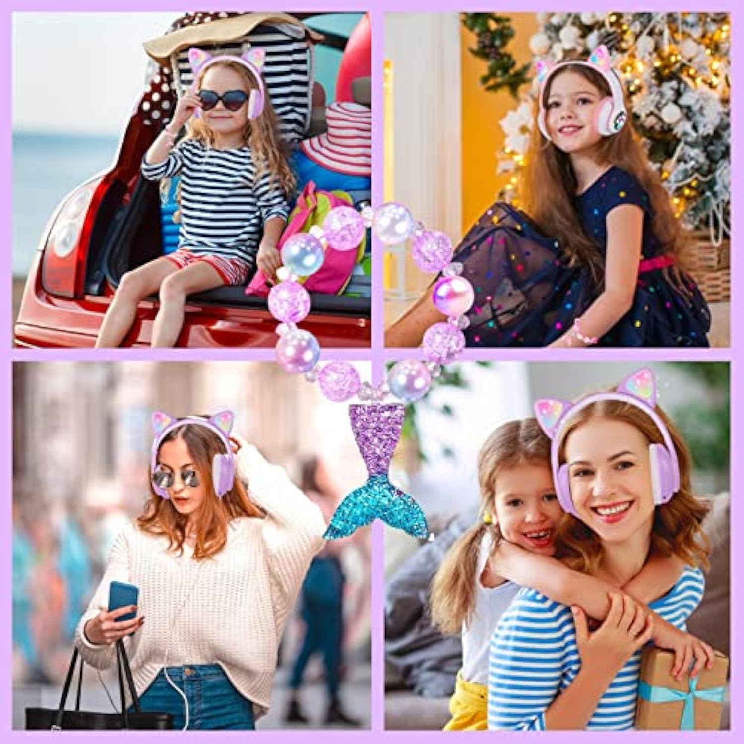Wireless Cat Ear Headphones For Kids, Led Light Up Kids Girls Bluetooth Headph
