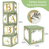 Sage Green Baby Boxes With Letters For Baby Shower, 4Pcs Safari Baby Shower Decorations For Boy Girl Balloon Boxes Gender Reveal Birthday Party Favors