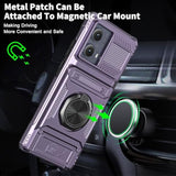 For Motorola Moto Edge 5G 2024 Case With Card Holder [Store 2 Cards] + 360° Rotated Ring Holder Kickstand Heavy Duty Shockproof Wallet Phone Case Cover For Motorola Edge 2024, Purple