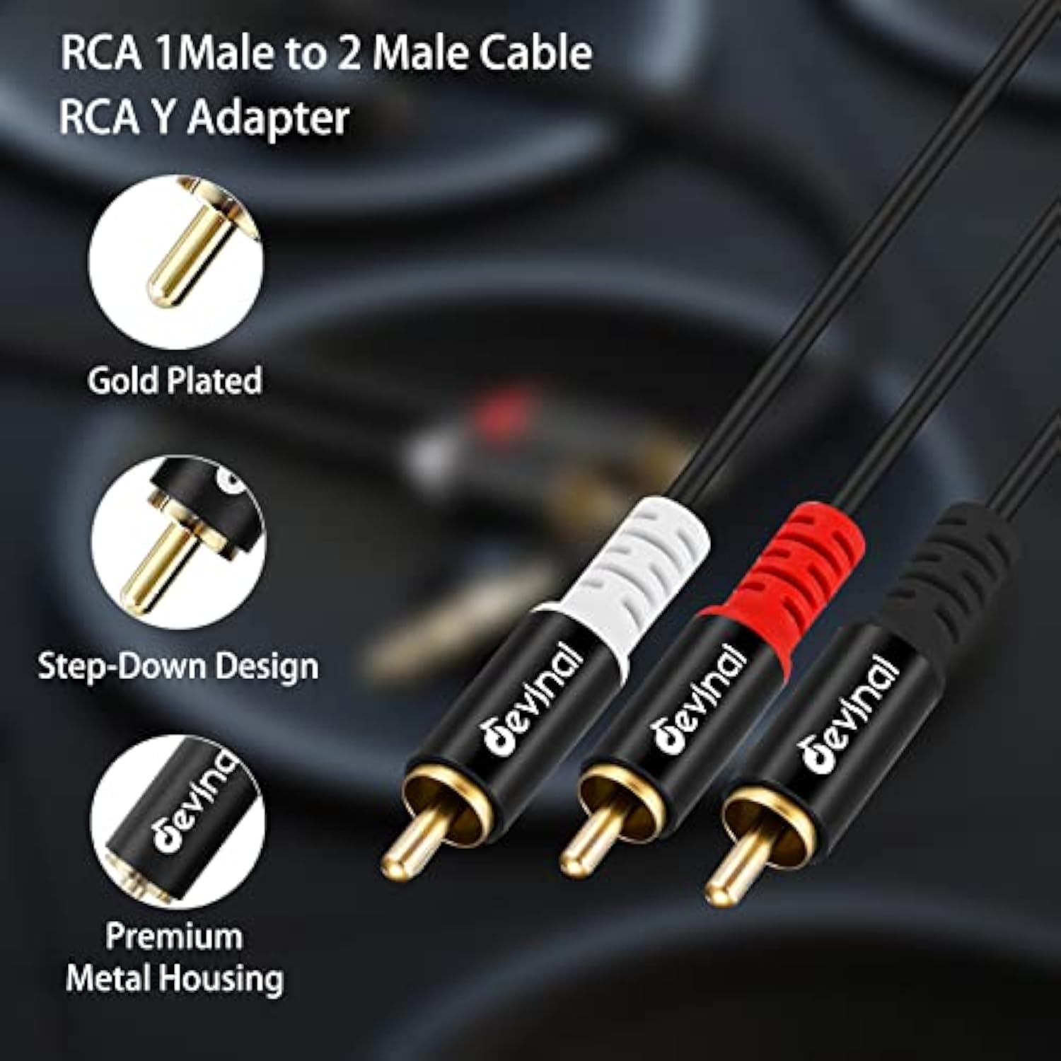 Rca Y Cable, Rca/Phono Y Splitter, Rca 1 Male To 2 Male Y Adapter, Male/Male S