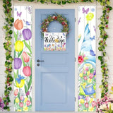 3Pcs Welcome Spring Smmer Door Banner Decorations Tulip Floral Mother'S Day Porch Sign Banner Gnome Hanging Door Banner For Indoor Outdoor Wall Decor Party Supplies