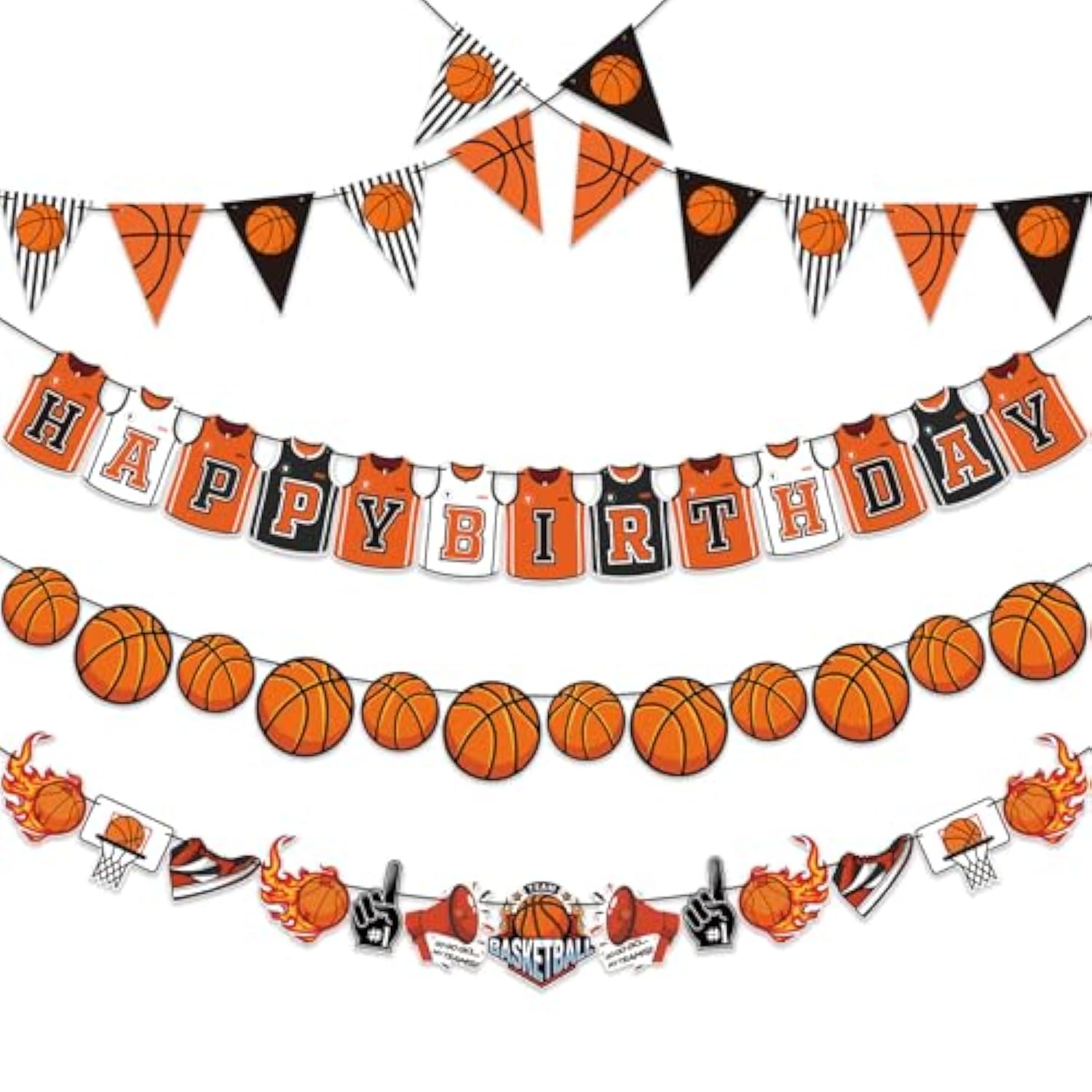 Basketball Happy Birthday Banner, Basketball Party Garland Bunting for Boys