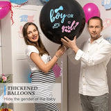 Gender Reveal Balloons: 36" Black Balloons with Pink & Blue Confetti