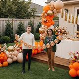 Fall Pumpkin Balloon Garland Kit: Orange, Gold & White - Baby Shower Decor