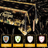 3 Pack Black Gold Happy New Year 2025 Tablecloths and Banners