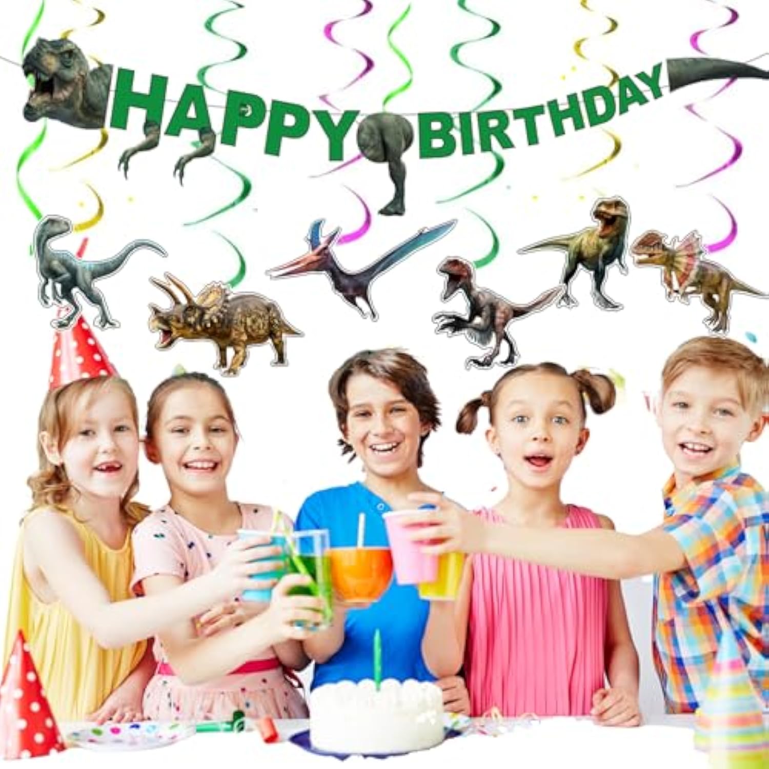 Unicorn Party Birthday Supplies - 220Pcs Unicorn Party Decorations Included Backdrop, Banner, Tablecloth, Hanging Swirls, Cupcake Toppers, Tableware, Paper Towel, Latex Balloons (Big)