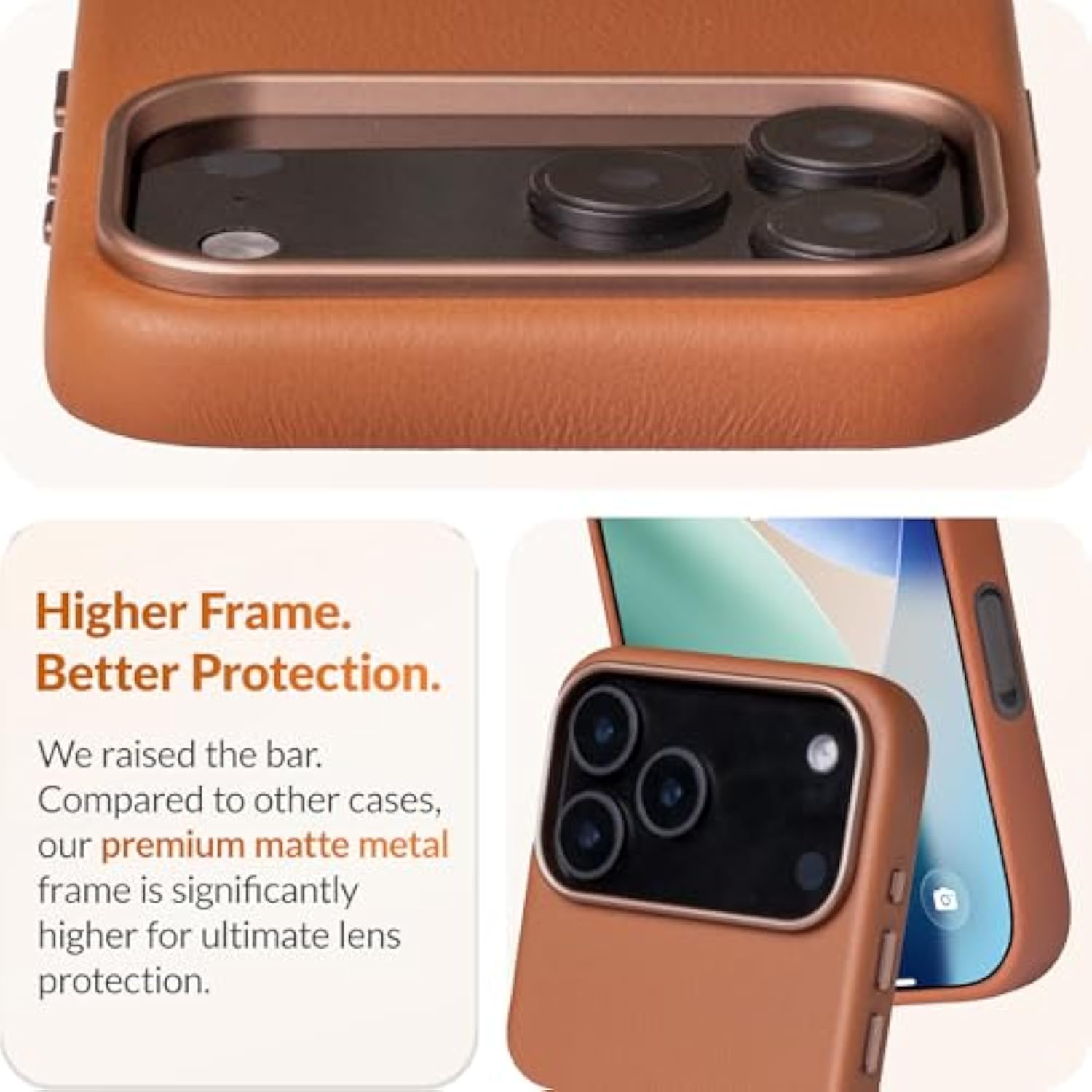 Classic | Gold-Rated Leather - European Genuine Vele Leather Case For Iphone 17 Pro - [Built-In Camera Control And Compatible With Magsafe] - Brown