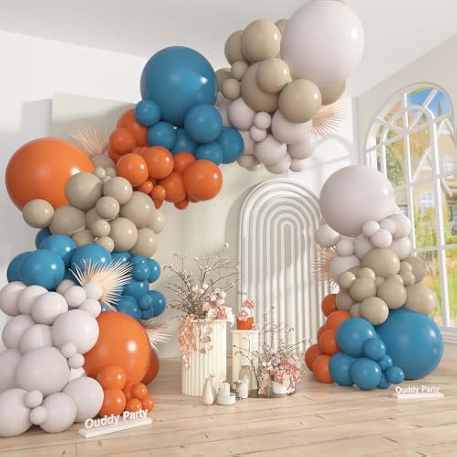 149Pcs Dusty Blue Burnt Orange Balloon Arch Garland Kit Boho Fall Party Decorations