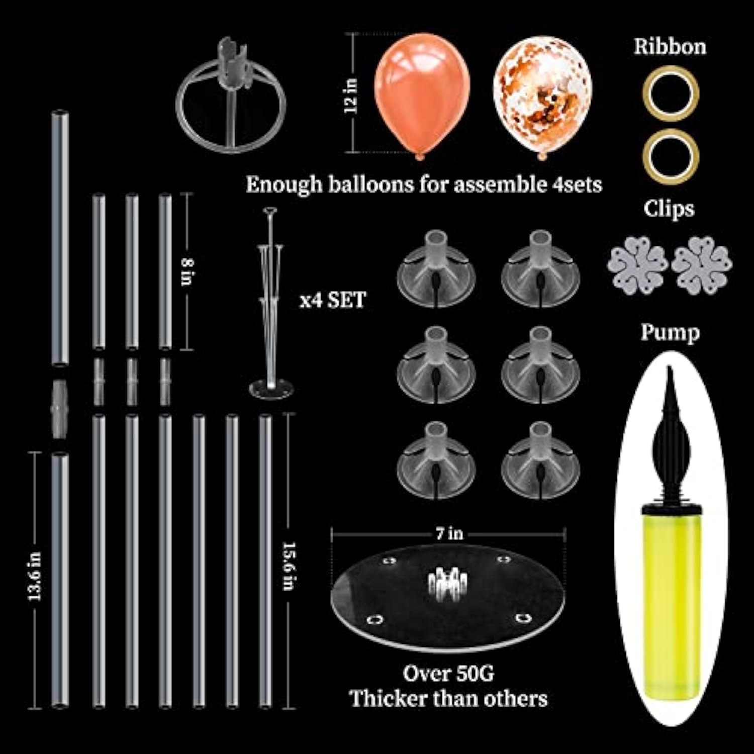 Rose Gold Balloon Stand Centerpieces for Birthday, Wedding, Bridal & Party Decor