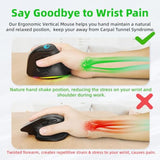 2.4G / Bt/Wired Tri-Mode Rgb Rechargeable G53 Wireless Vertical Ergonomic Mouse, 5 Side Buttons, Max 8400 Dpi, For Pc Computer Notebook Laptop, For Windows 11 10, Mac, Ipad Os, Android - Black