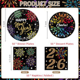 2026 New Year Disposable Tableware Set 150pcs Plates and Napkins for 50