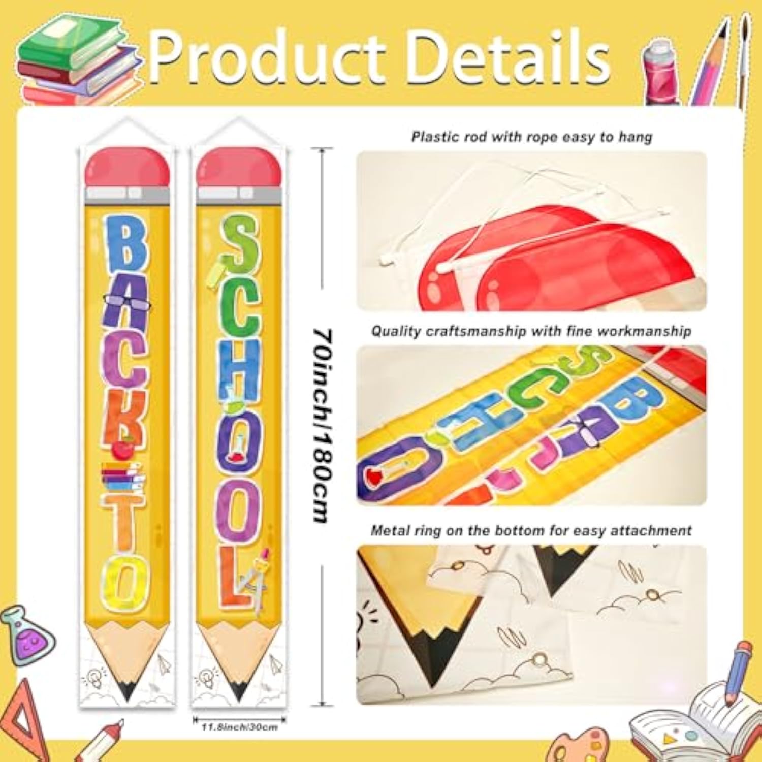 Back to School Banner – Welcome Sign for Porch & Classroom Decorations