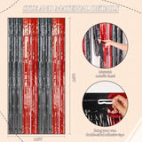 2-Pack Red & Black Foil Fringe Backdrop Curtains for Party & Photo Booth Décor