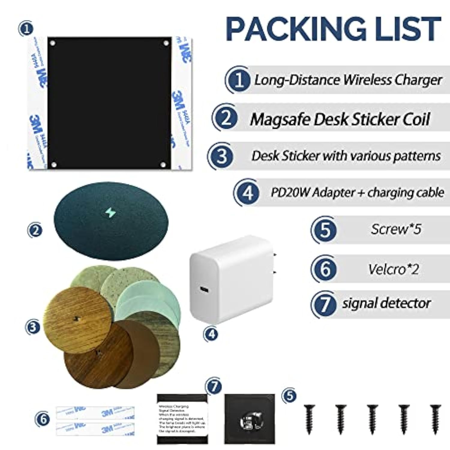 Magnetic Invisible Wireless Charger 8-30Mm, Under Desk 15W Furniture Wireless Charging Pad For Magsafe Iphone 14/13/ 12/Airpods3 And Android Phone Wireless Charging(With Pd Adapter)