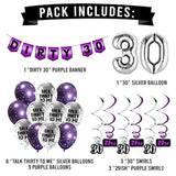 30Th Birthday Purple Party Pack - 30Th Birthday Banner, Balloon And Swirls Pack- Birthday Decorations - 30Th Birthday Party Supplies, Favors And Gifts