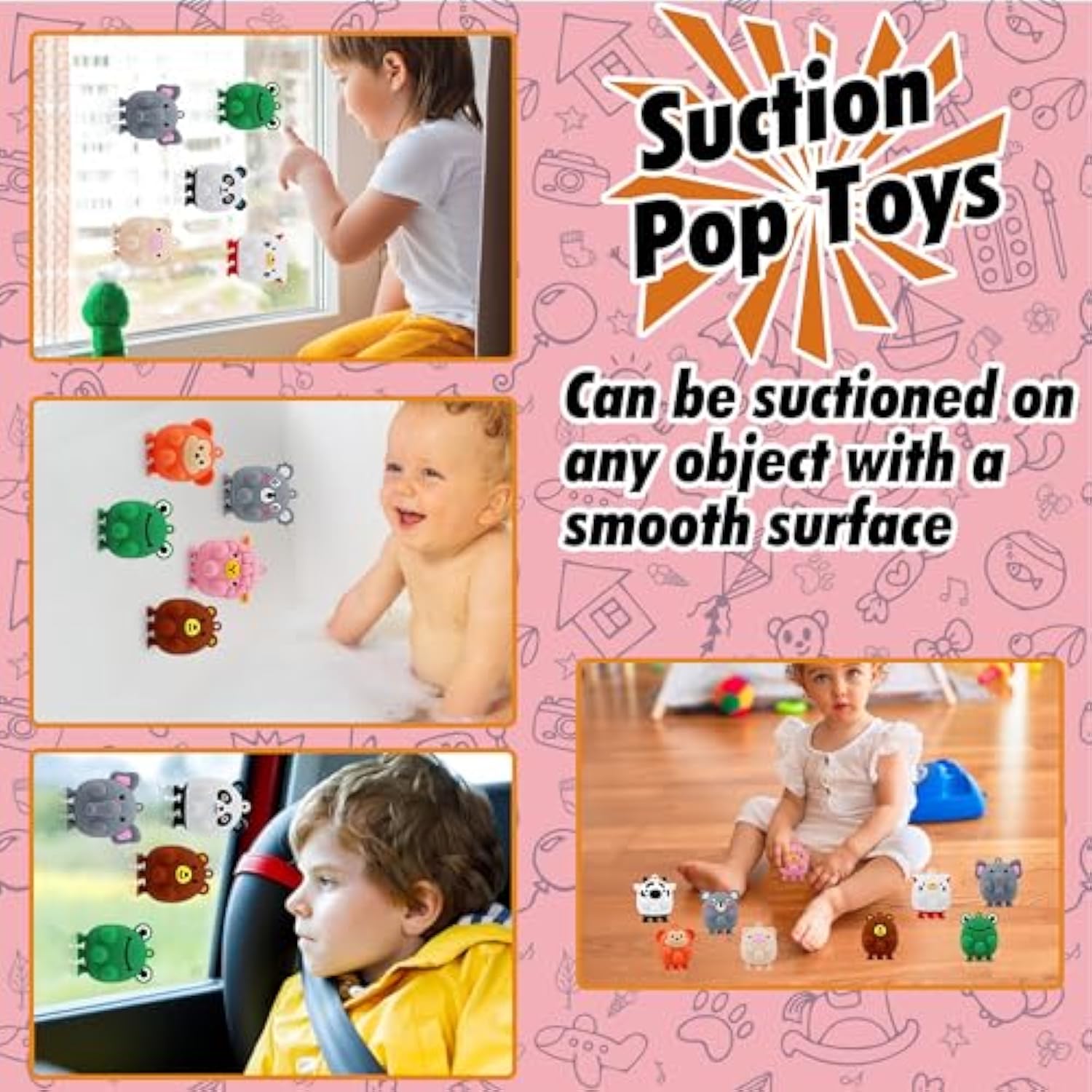 12 Pcs Party Favors For Kids,3D Animal Pop Toys,Goodie Bags Stuffers For Kids,Pinata Stuffers Carnival Prizes,Fidget Toys Bulk,Prize For Classroom,Suction Toys For Toddlers