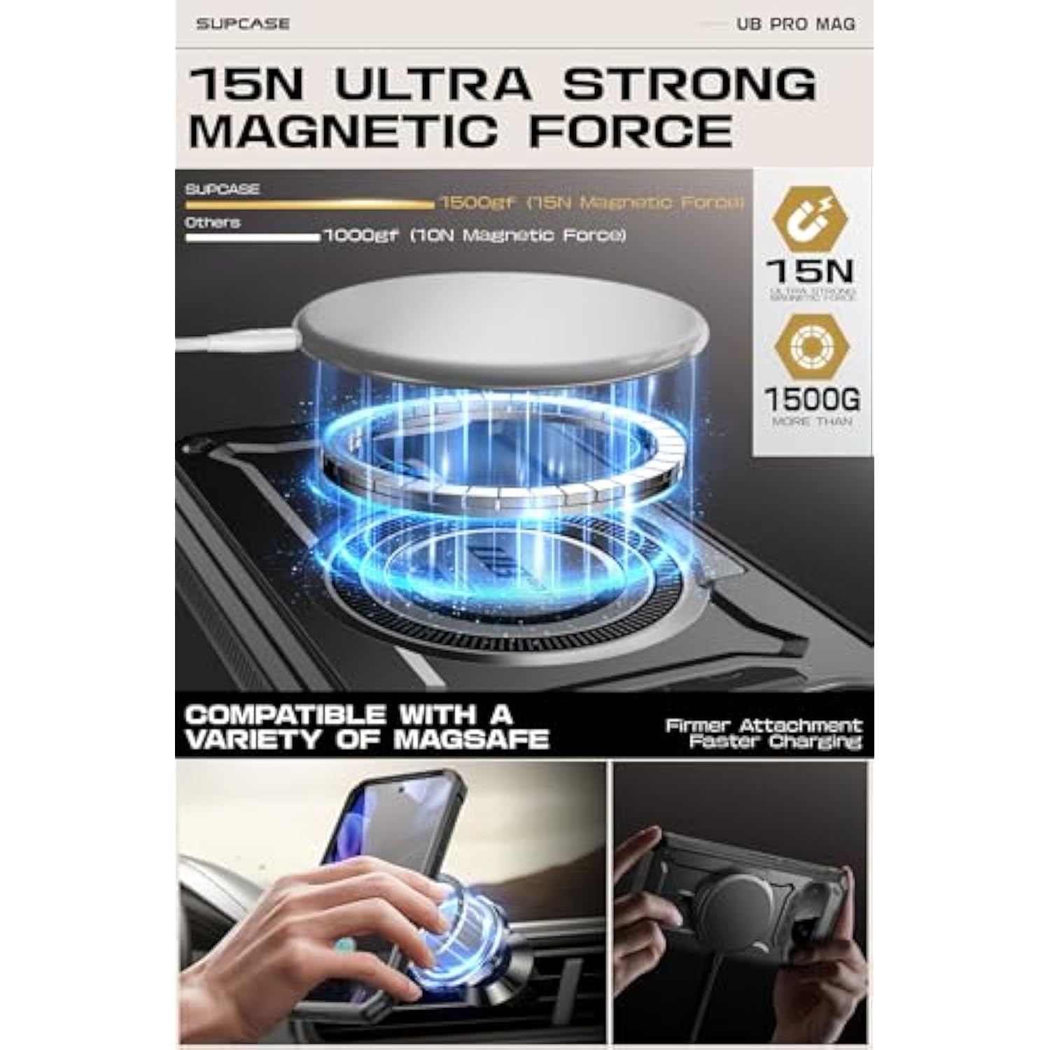 SUPCASE for Google Pixel 9 Pro XL Case with Stand (UBPro Mag), [Support MagSafe] [Built-in Screen Protector & Belt Clip] [Military-Grade Protection] Magnetic Phone Case for Pixel 9 Pro XL, Black