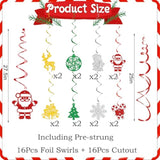 Christmas Hanging Swirls Glitter Snowflakes Bells Santa Winter Party Decor