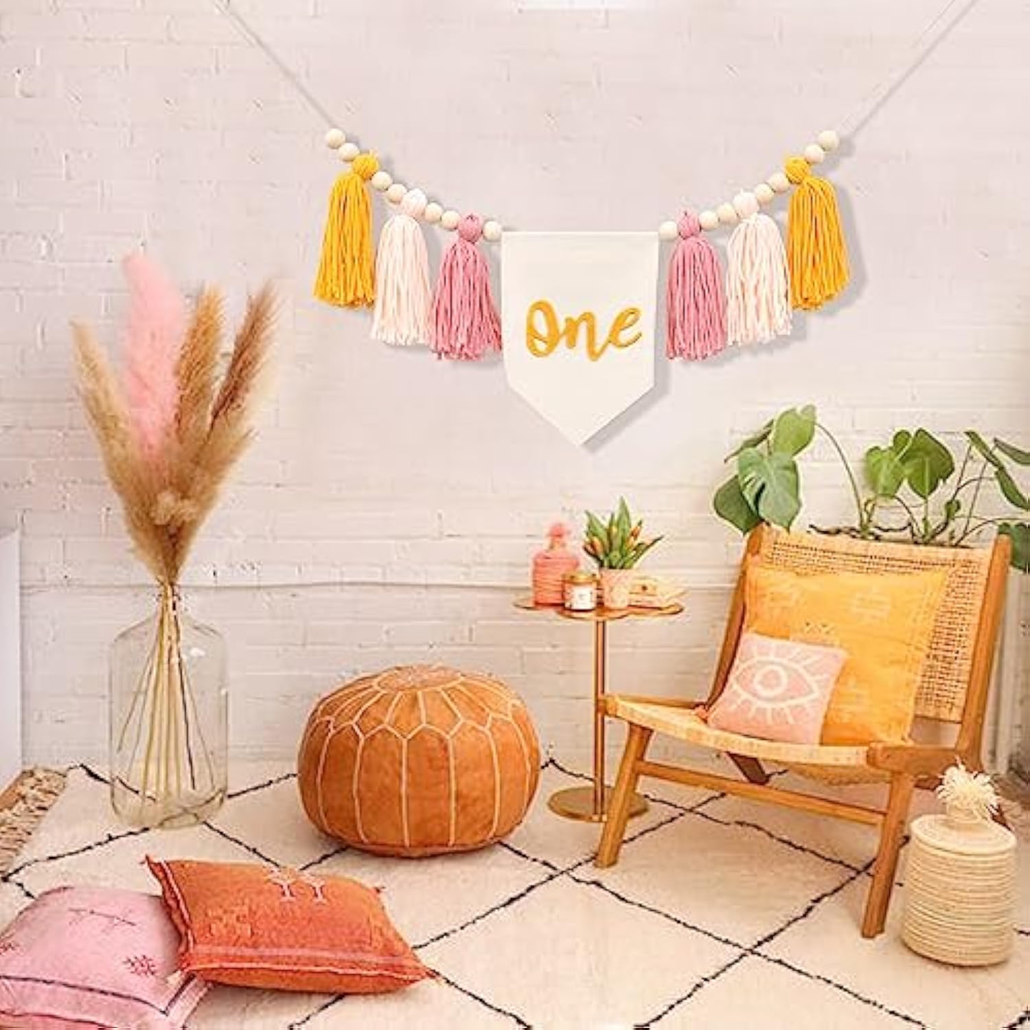 Boho Sun Yarn Tassel Garland Banner - Sunshine 1St Birthday Decoration, First Trip Around The Sun High Chair Tassel Garland