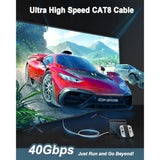 Cat 8 Ethernet Cable 50 Ft, High Speed Flat Cat8 40Gbps 2000Mhz Faster Than Ca