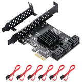 Pcie Sata Card 6 Ports, With 6 Sata Cables And Low Profile Bracket, 6 Gbps 1X