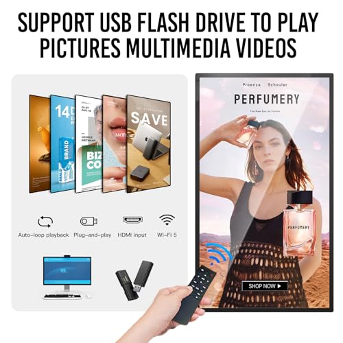 43-Inch Touch Screen Monitor Wall Mount, 2K Smart Industrial Digital Signage Display, Automatic Playback, Intelligent Split Screen, Timer Switch, Cms Remote Publishing, Usb/Wifi/Port Player