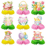 Easter Decorations, 9Pcs Easter Day Honeycomb Centerpieces, Egg Bunny Table Topper Decors For Kids Girls Spring Easter Baby Shower Birthday Rabbits Theme Party Supplies