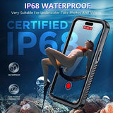 2025 New Designed for iPhone 15 Pro Case Waterproof, [Military Grade Shockproof][Glass Camera Protector & Built-in Screen Protector][IP68