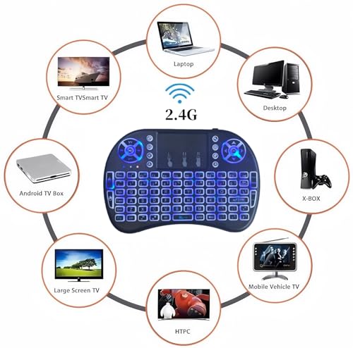 2.4G Wireless Mini Keyboard With Upgraded 7 Colors Backlight Memory, Touchpad Mouse, Usb Receiver Remote Control For Android Tv Box, Windows Pc, Smart Tv, Pad, Mac, Linux:I8-7C