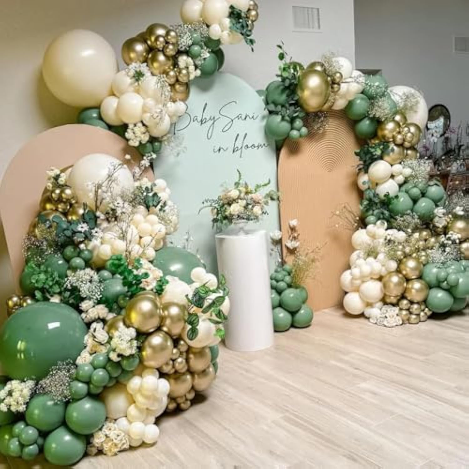 Green & Gold Balloon Arch Kit: Wedding, Birthday, Shower Decor