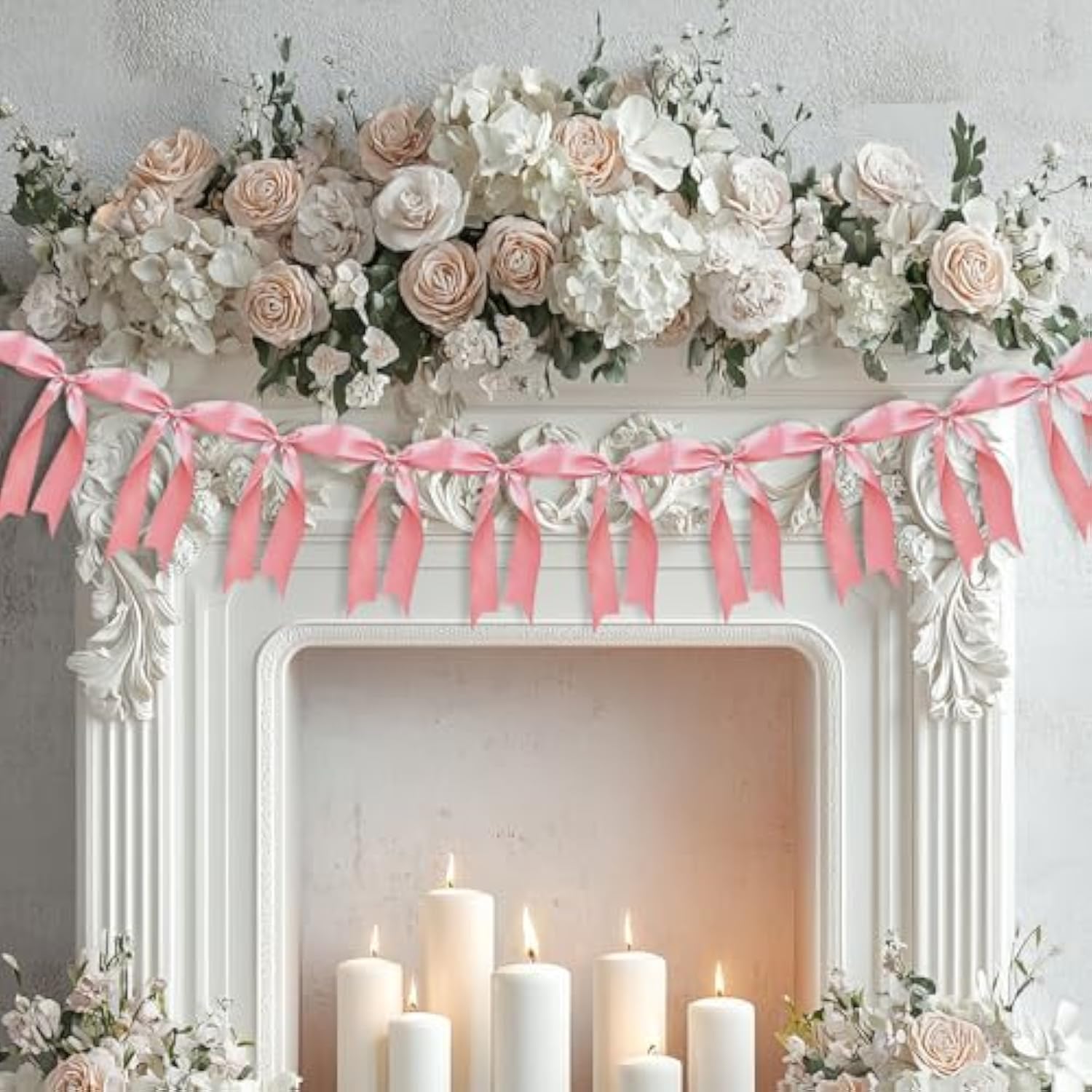1 Pcs Pink Bow Garland Banner Decorations, Pre-String Satin Ribbon Party Decor, 'She'S Tying The Knot' Bow Garland For Coquette Bridal Shower Wedding Bachelorette Birthday Baby Shower Party Supplies