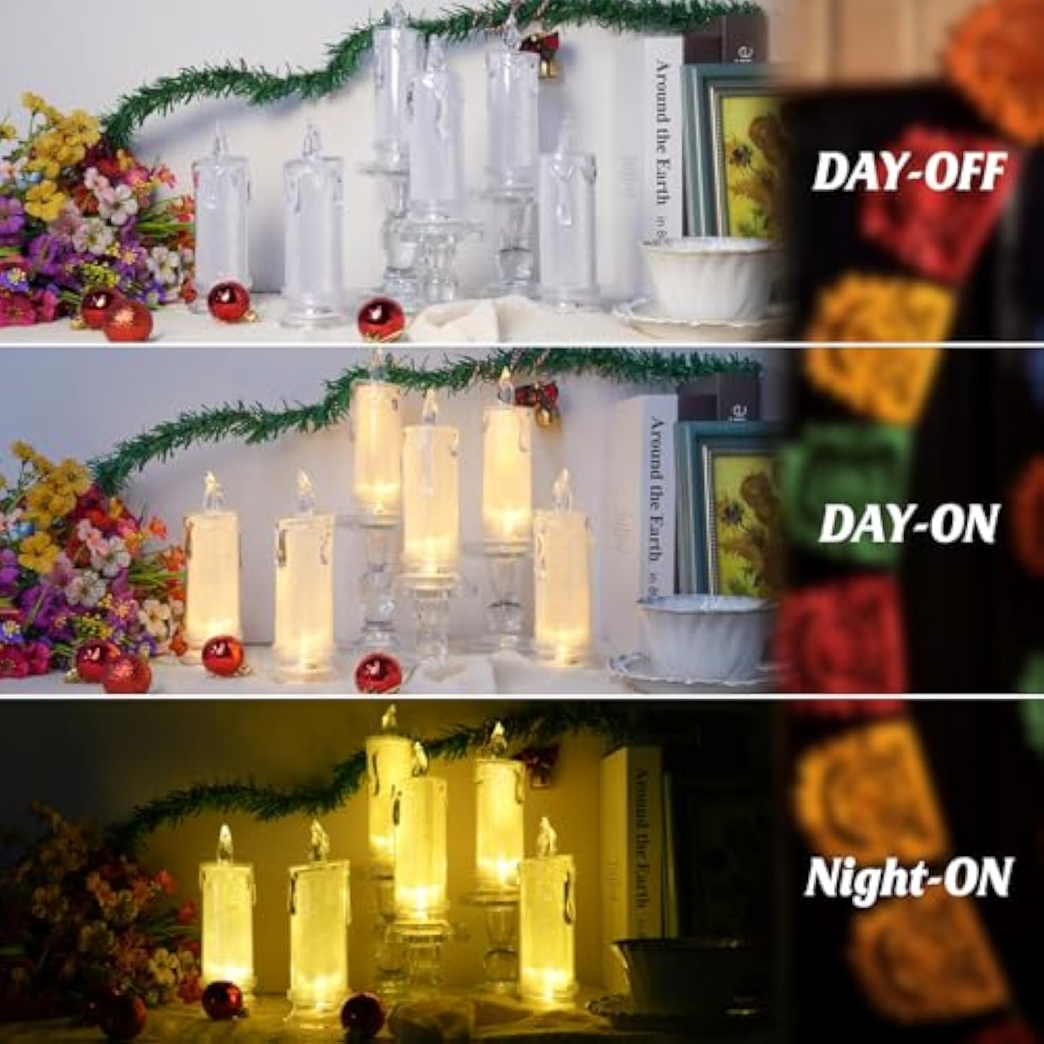 4Pcs White Led Candles (D:2.5" X H:7"),Flameless Pillar Candle,Battery Operated Candles/Fake Candle, Velas Artificiales Para Decoracion For Valentine Wedding Ramadan Christmas Decorations