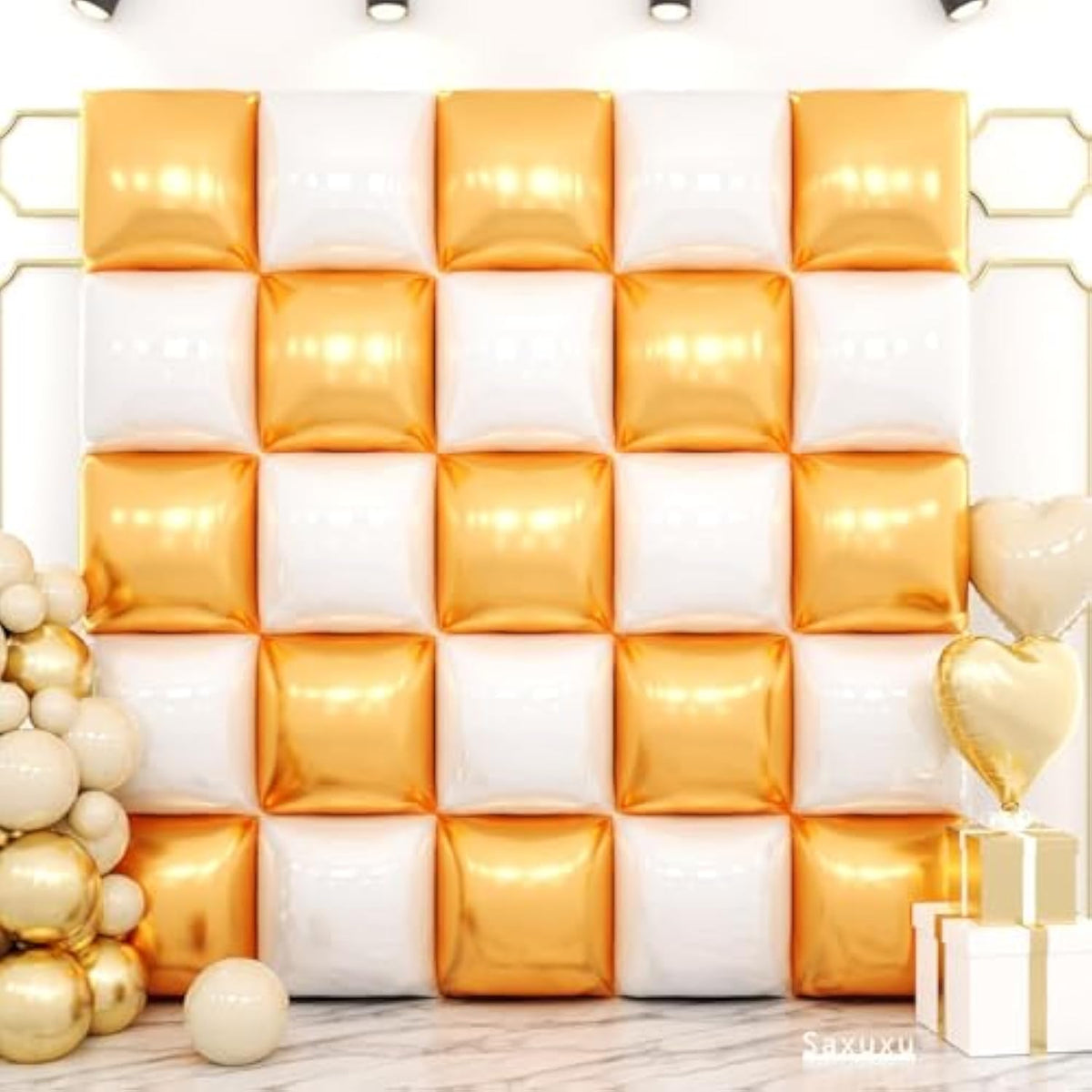 Orange White Square Foil Balloon Wall 19inch Double Sided Arch Kit for Party Decorations