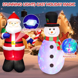 Christmas Inflatables Outdoor Decorations 5 Ft Set Of 2 Inflatable Santa And Snowman, Built In With Bright Led Light & R