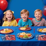 96 Pcs Spider Party Supplies Disposable Tableware Set Serve 24 Guests Include Spider Web Paper Plates And Napkins Plastic Forks For Birthday Party Baby Shower Halloween Decorations(Classic)