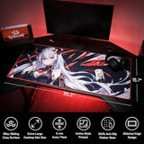 Redragon EISA P047L Anime Gaming Mouse Pad - Smooth Lycra Surface, Anti-Slip Rubber Base, Spill-Resistant, Durable 5mm Thick Design, 35 x 16 inches, Black