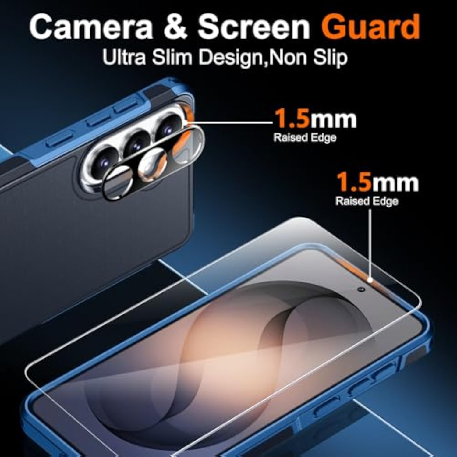 Samsung Galaxy S26 Case, 10 FT Military Grade Drop Protection, 2 Pack Tempered Glass Screen Protector and Camera Lens Protector, Heavy Duty Shockproof Case, Dark Blue