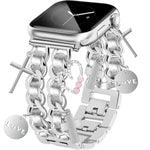 Silver Watch Bands For Women Compatible With Apple Watch Band 38Mm 40Mm 41Mm 42Mm (S10) Adjustable Unique Charms Metal Strap Cowboy Chain Bracelet For Iwatch Series 10/9/8/7/6/5/4/3/2/1/Se