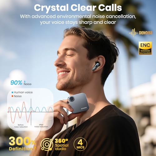 Bluetooth Headphones 5.4 Wireless Earbuds 2-in-1 Case and Phone Stand Noise Cancelling Earbuds Powerful Bass in-Ear Bluetooth 70H Playtime 35dB