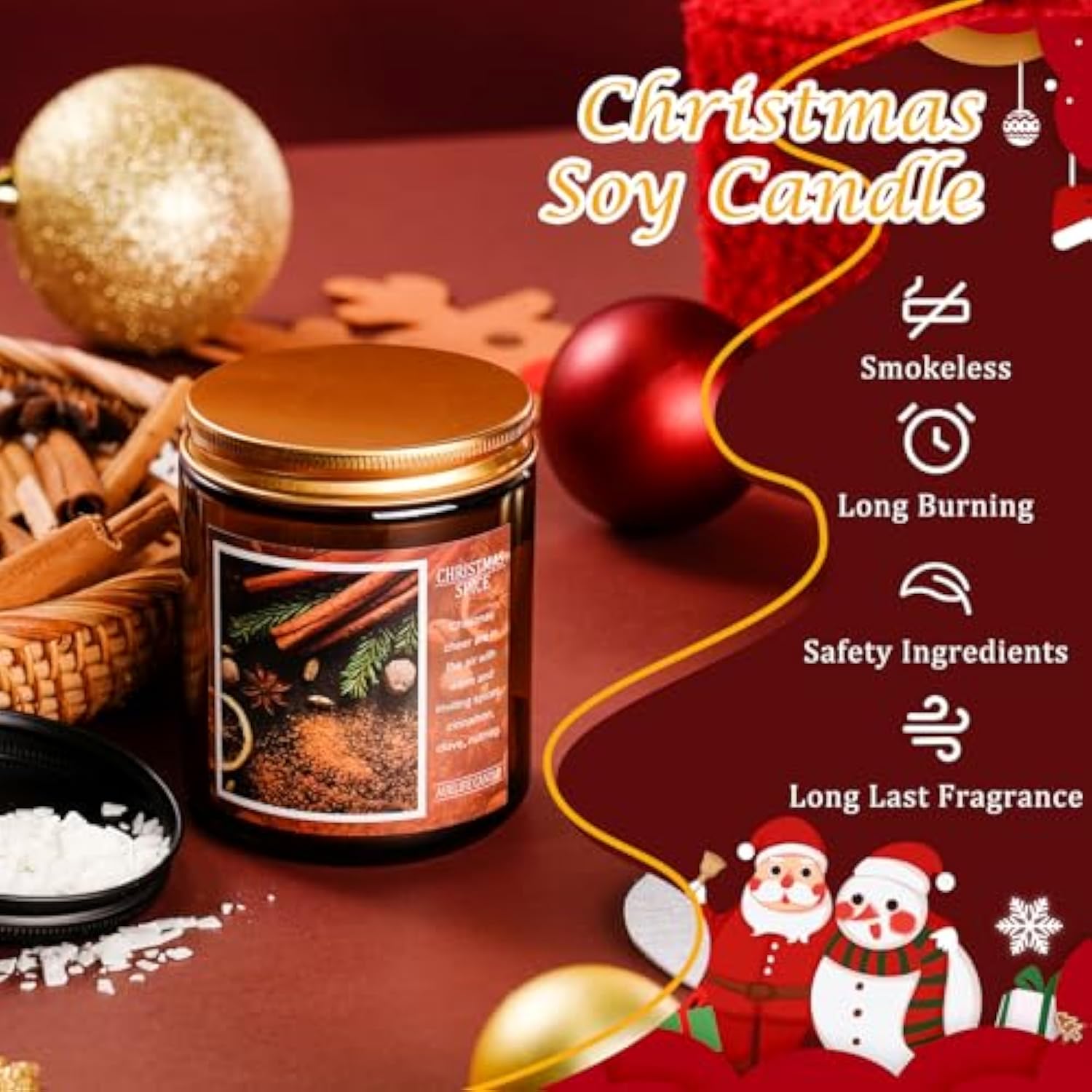 Christmas Candle | Christmas Cookies Candle Scents Of Merry Cookie Dough Sugar Cookies For Santa Holiday, Christmas Scented Candles For Home - 7 Oz Aromatherapy Jar Candles, Gift For Women And Men