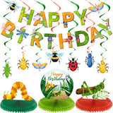 28pcs Bug Party Decorations – Insect Banner, Swirls & Centerpieces for Kids Birthday or Baby Shower