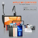 Coiled Lightning Cable Apple Carplay Compatible [Apple Mfi Certified] Short Usb To Lightning Apple Carplay Cable With Data Sync And Led, Retractable Iphone Charger Cord For Iphone/Pad/Pod